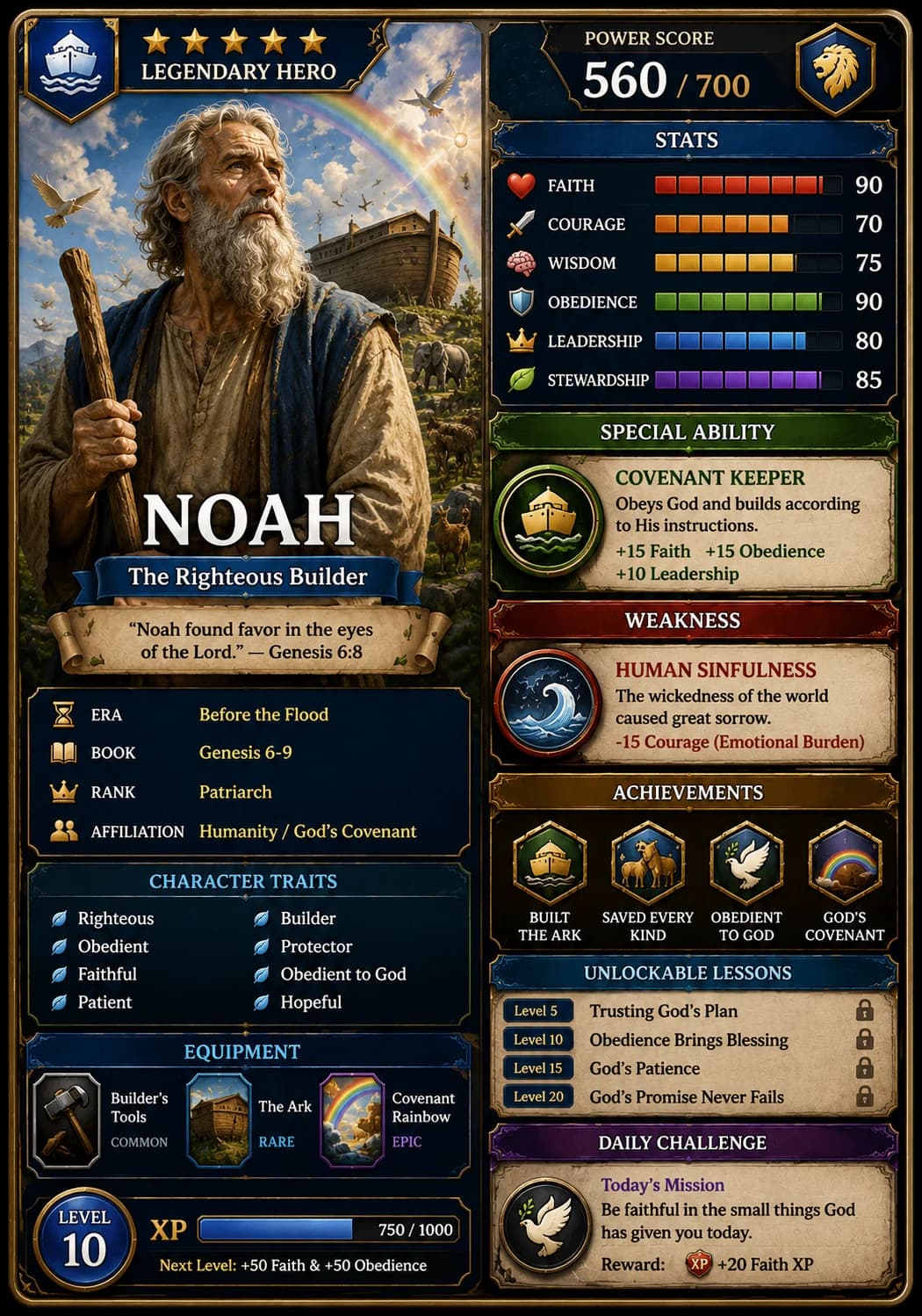 Noah Bible Hero Card